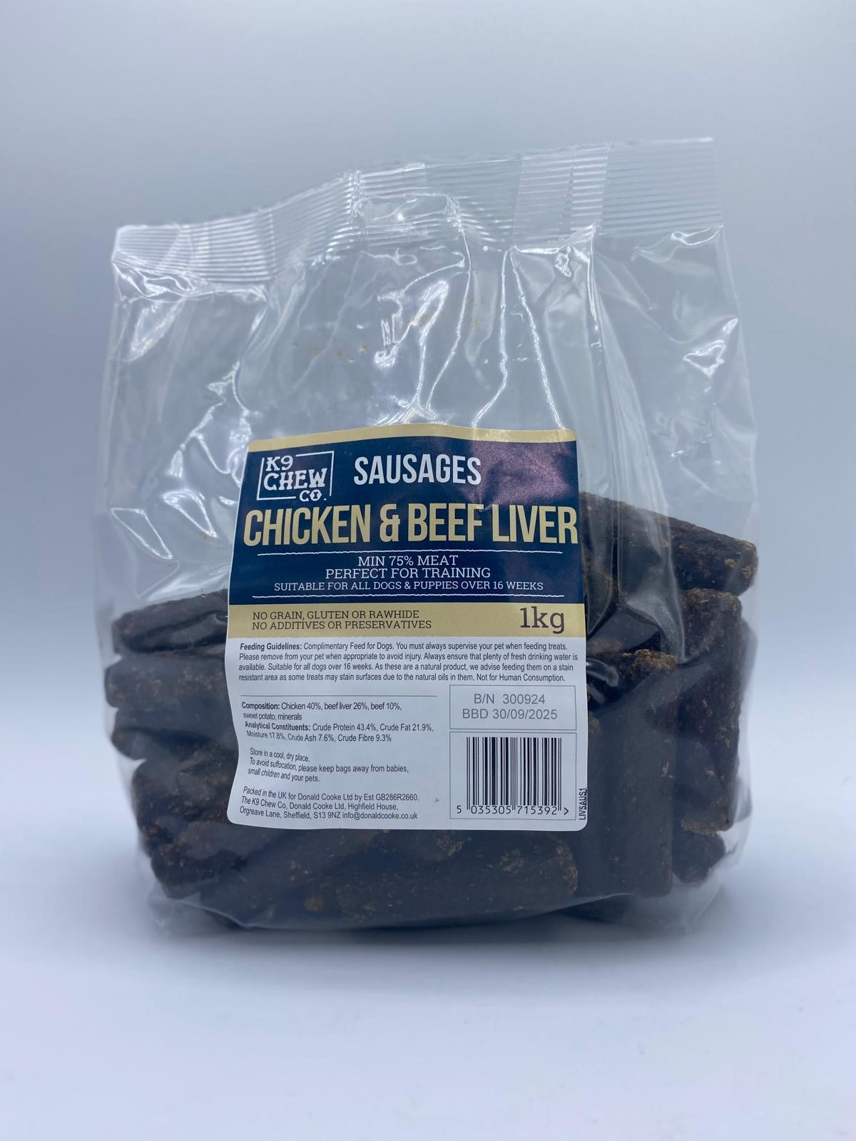 Chicken and Beef Liver Sausages SMALL 1kg