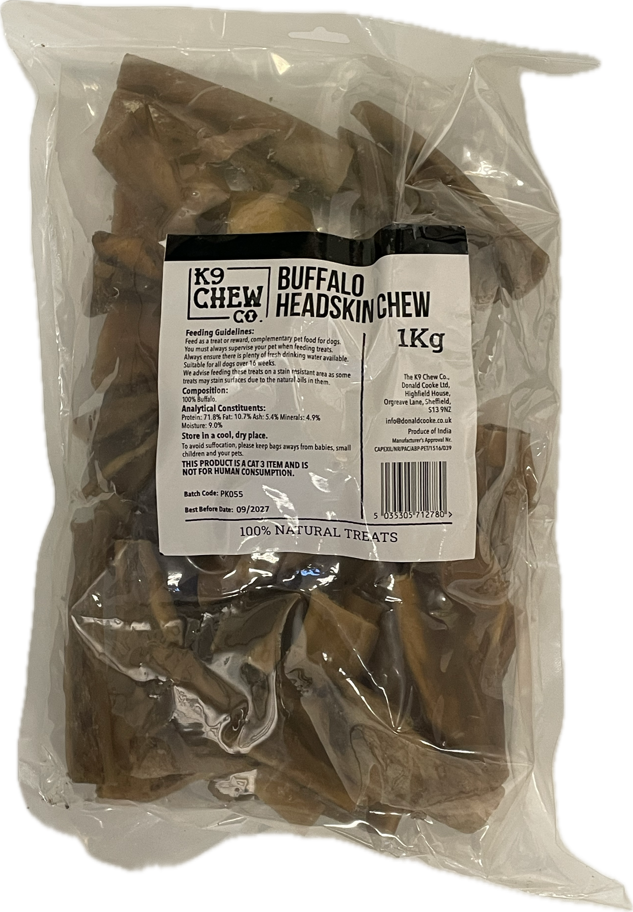 Buffalo Headskin Chews 1kg