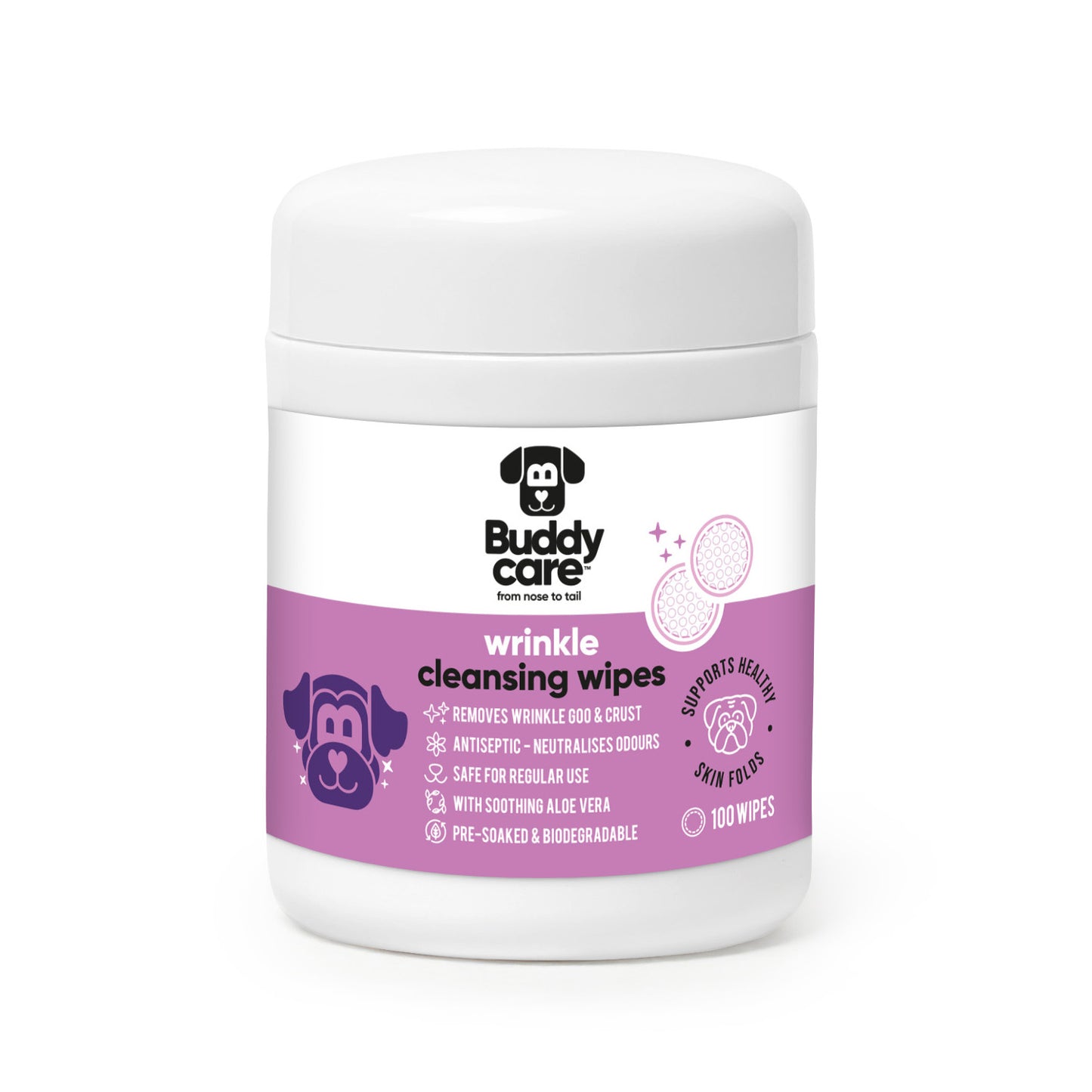 Buddycare Dog Wrinkle Wipes 100 pack
