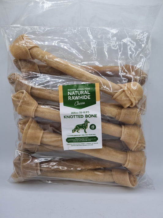 Rawhide Knotted Bone 12-12?" 10 pack
