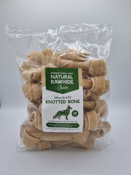 Rawhide Knotted Bone 6-6?" 20 pack