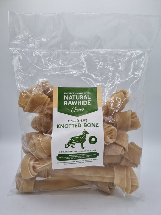 Rawhide Knotted Bone 8-8?" 10 pack
